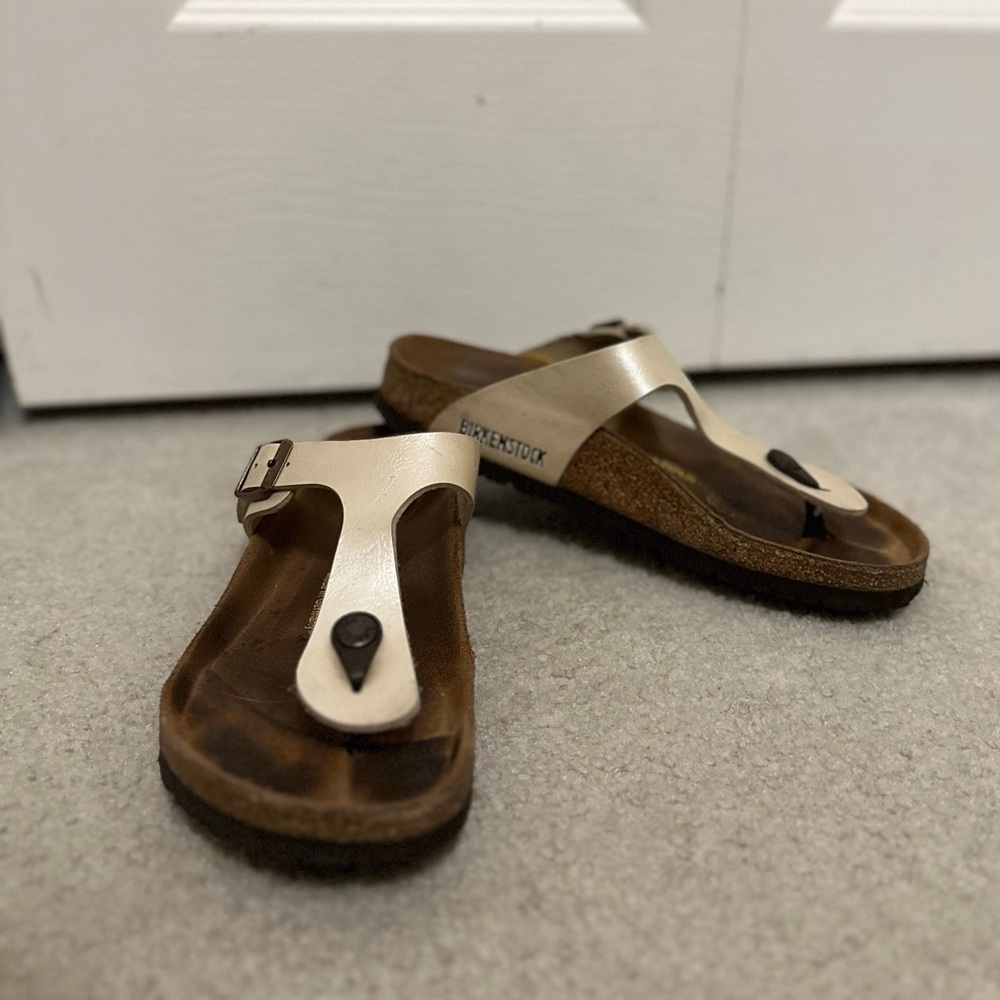 Birkenstock Gizeh Birko-flor Graceful Pearl White Size 37 Regular